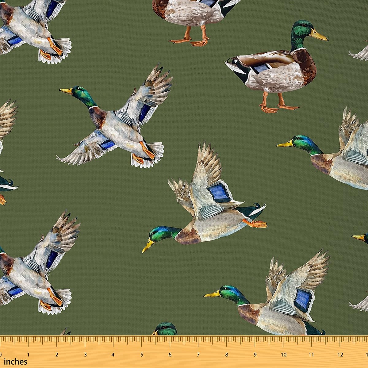 Homemissing Cute Mallard Duck Outdoor Tessuti Selvaggio Duck Caccia Decorativo Tessuto Impermeabile Adolescenti Caccia e Pesca 3D Animale selvatico per la sedias Verde 460x150cm