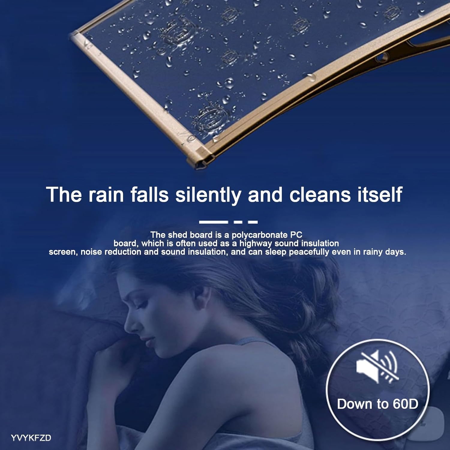 YVYKFZD Polycarbonate Window Awning Door Canopy, Front Door Canopy Outdoor, Modern Design Door Canopy Awning Aluminium Frame, for Snow Sunlight UV Protection (Color : Brown, Size : 60x120cm/23.6x47.