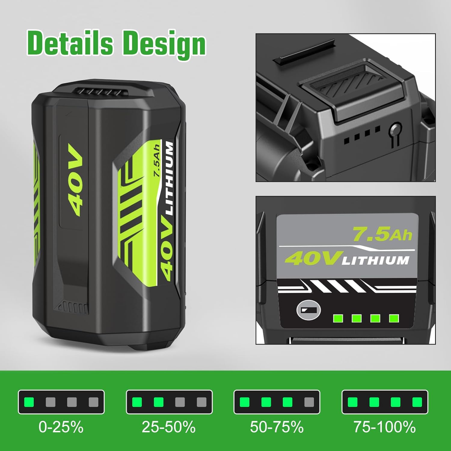 Upgraded to 7.5Ah Replacement for Ryobi 40V Battery Compatible with Ryobi 40 Volt Lithium ion Battery OP4075A OP40601 OP40602 OP4040 OP40404 - Image 6
