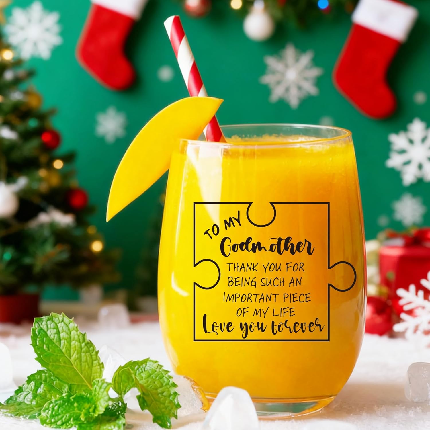 Gifts for Godmother,Christmas,Mothersday,Birthday Gifts from Godmothers,Unique Puzzle Piece Godmother Wine Glass,Such An Important Piece of My Life - Image 3