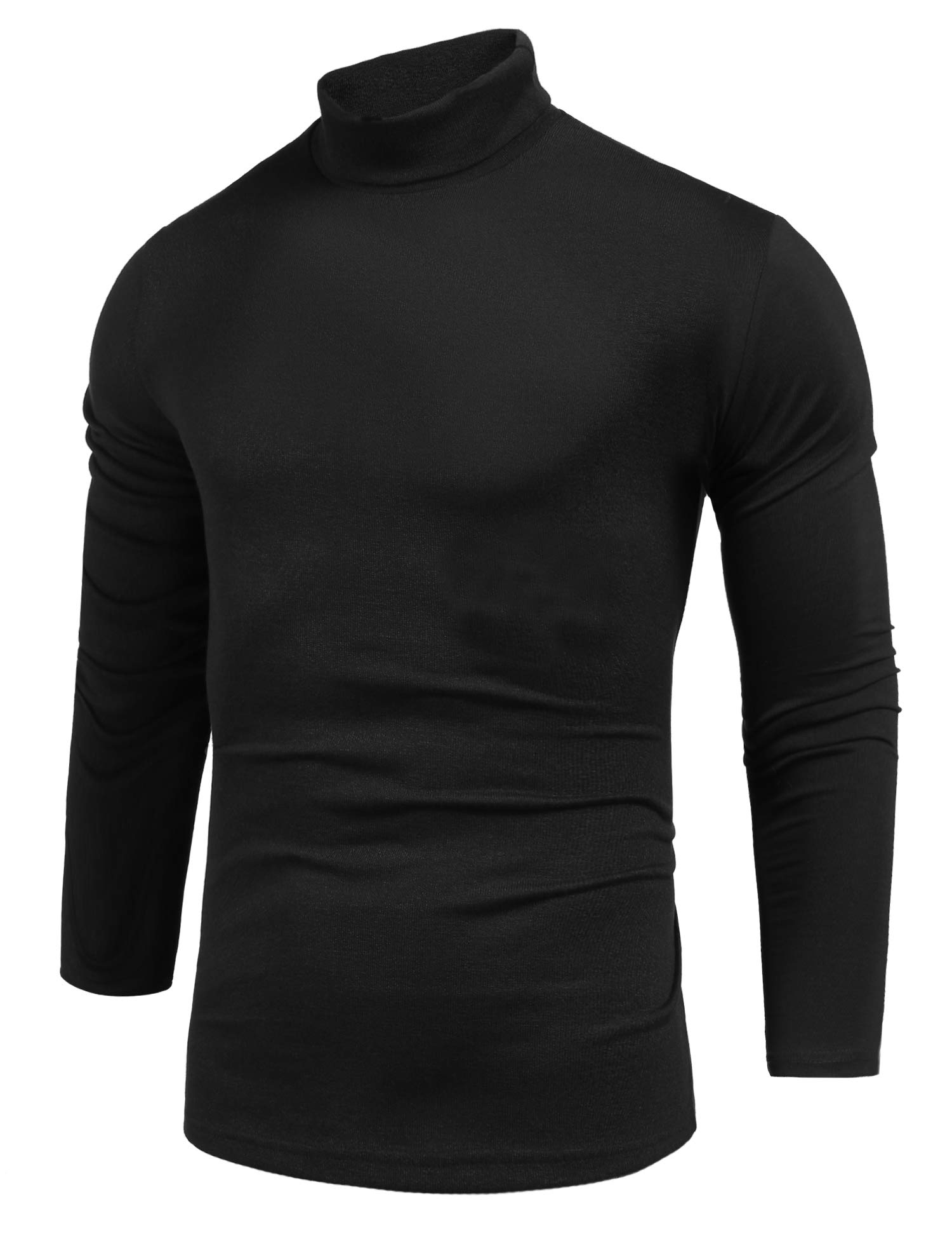 PacinobleMen's Turtleneck Shirts Turtleneck Pullover Sweater Casual Long Sleeve Slim Fit Basic Knitted Thermal Tops - Black - S