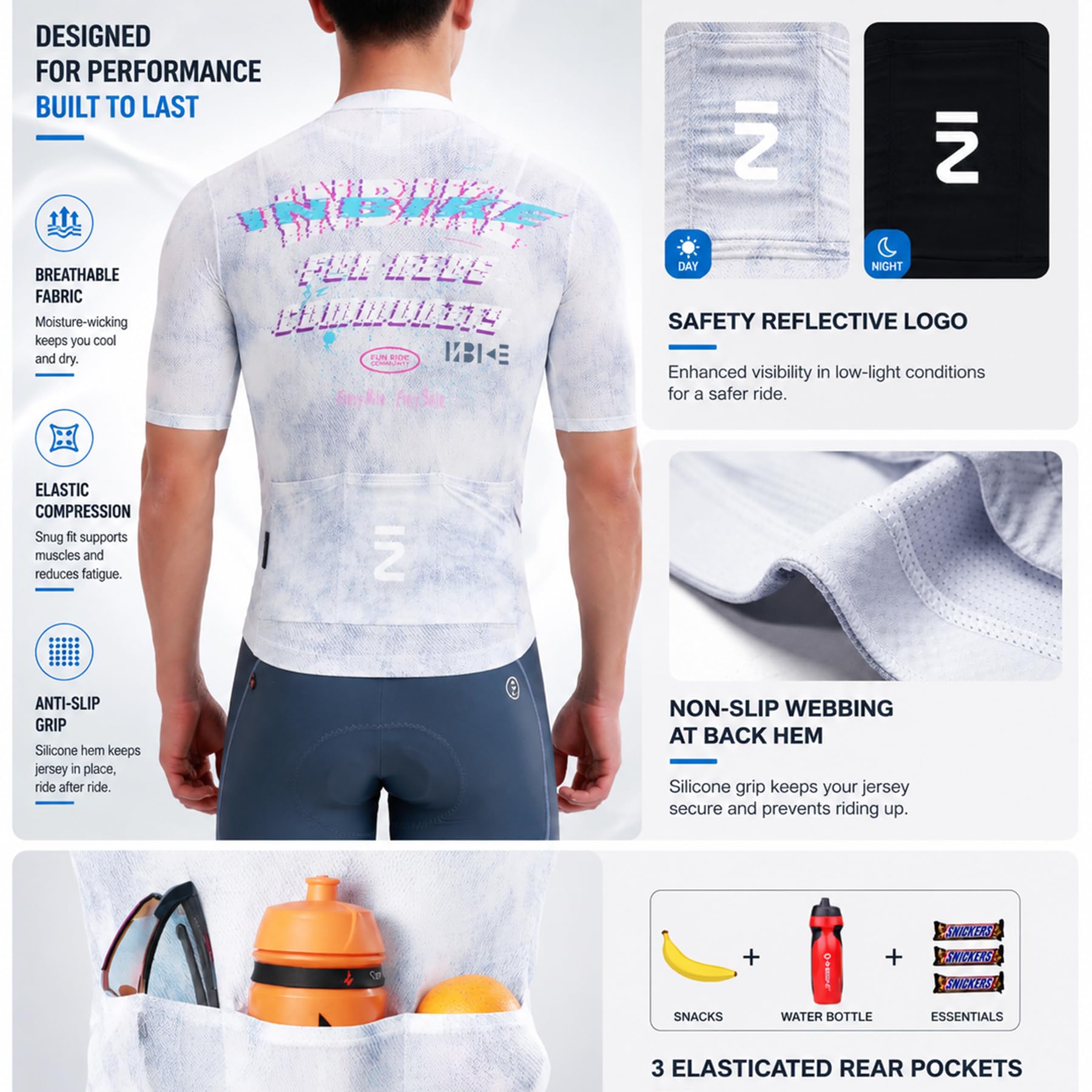 INBIKE Maillot de Cyclisme Hommes T-Shirt Vélo d'été à Manches Courtes pour Homme Haut de Sport Serré Respirants et Absorbants