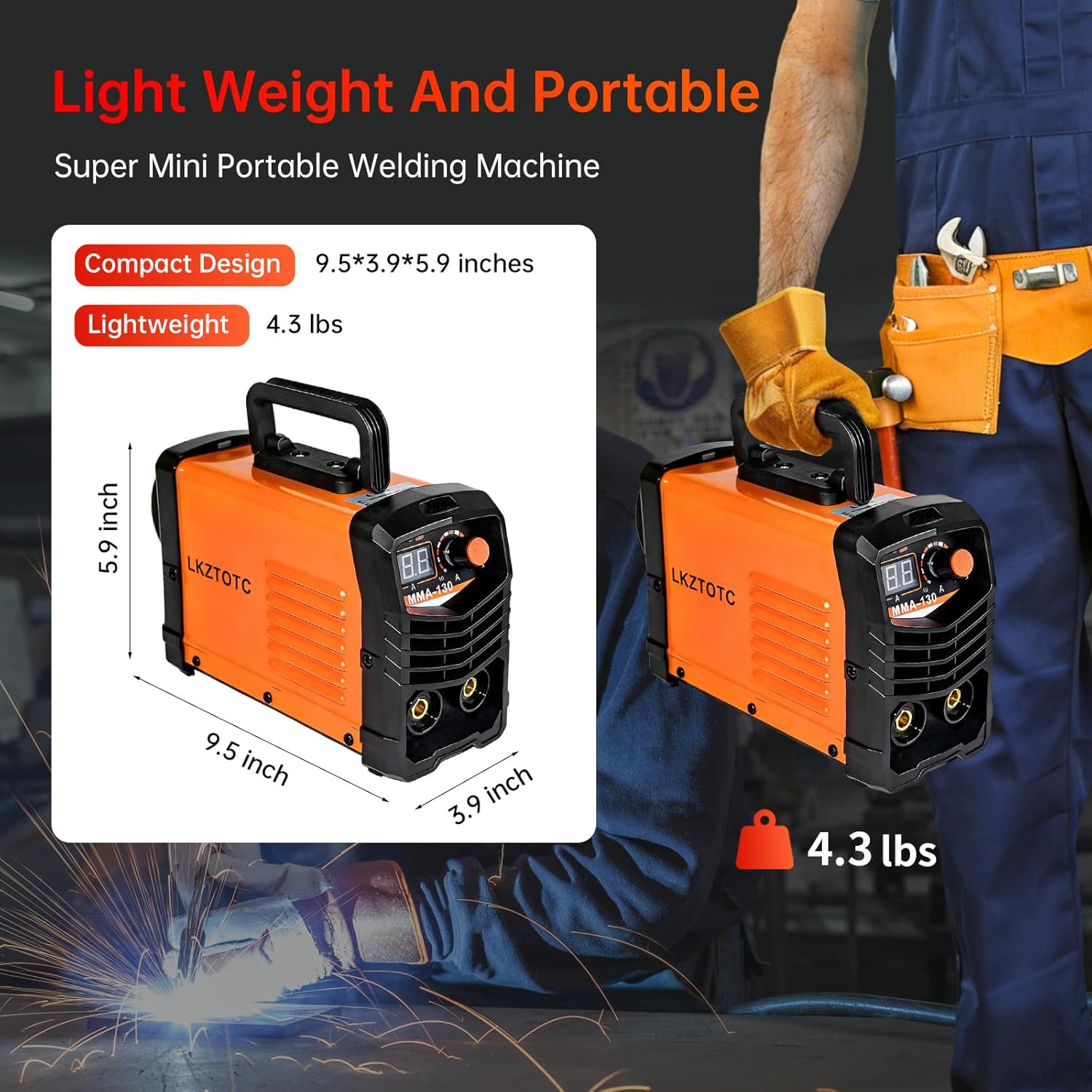 130A Stick Welder 110V, Mini Arc Welder Machine, IGBT Inverter Portable Welding Machine Kit for Home DIY Beginners, with Gloves, Welding Mask, 10 Rods & Wire Brush(Orange)