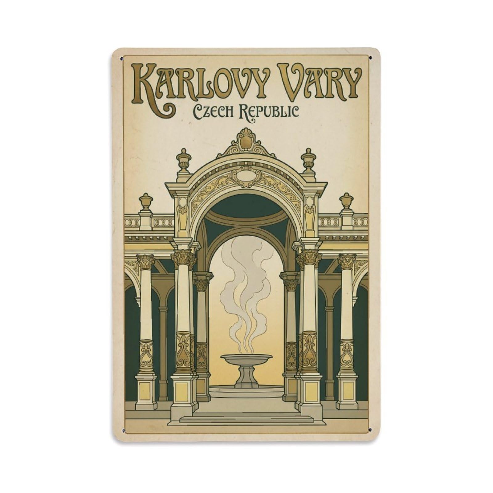 Retro Czech Republic Karlovy Vary Metal Tin Sign Plaque Wall Decor for Cafe, Club Bar, Office, Garden Metal Poster 8x12Inch