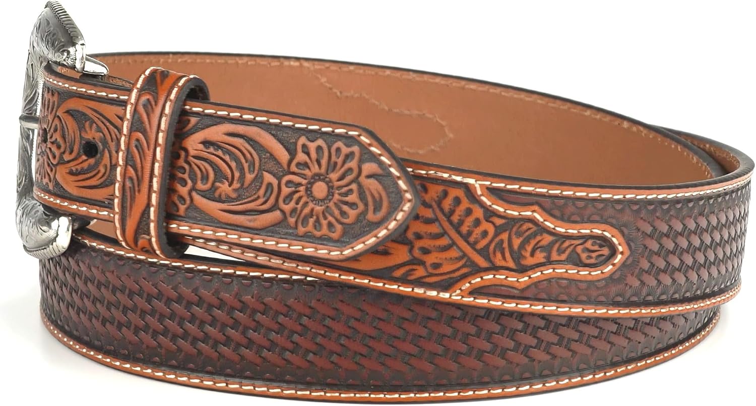 ARIAT unisex-adults Ariat Floral Billet Basket Stamp BeltBelt - Image 6