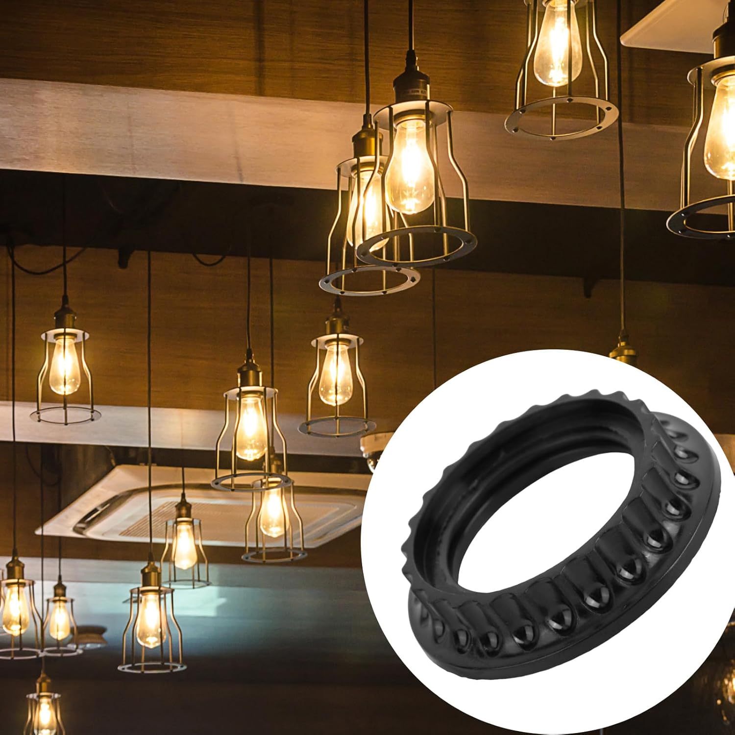 9pcs Light Socket Shade Rings, Black E26/E27 Threaded Reducer Collar Ring Inner Diameter 34mm(1-3/8") & 39mm(1-1/2") for Light Socket & Hanging Lamp Holder Parts (3 Styles, 2 Sizes)