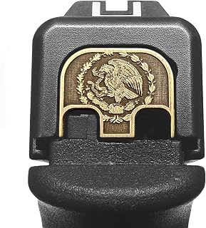 Milspin CNC Milled Slide Back Plate compatible with Glock Gen 1-5 I Mexico Flag I 3D Engraved I Brass I Made in USA (Models G17-41, G45) - Milspin