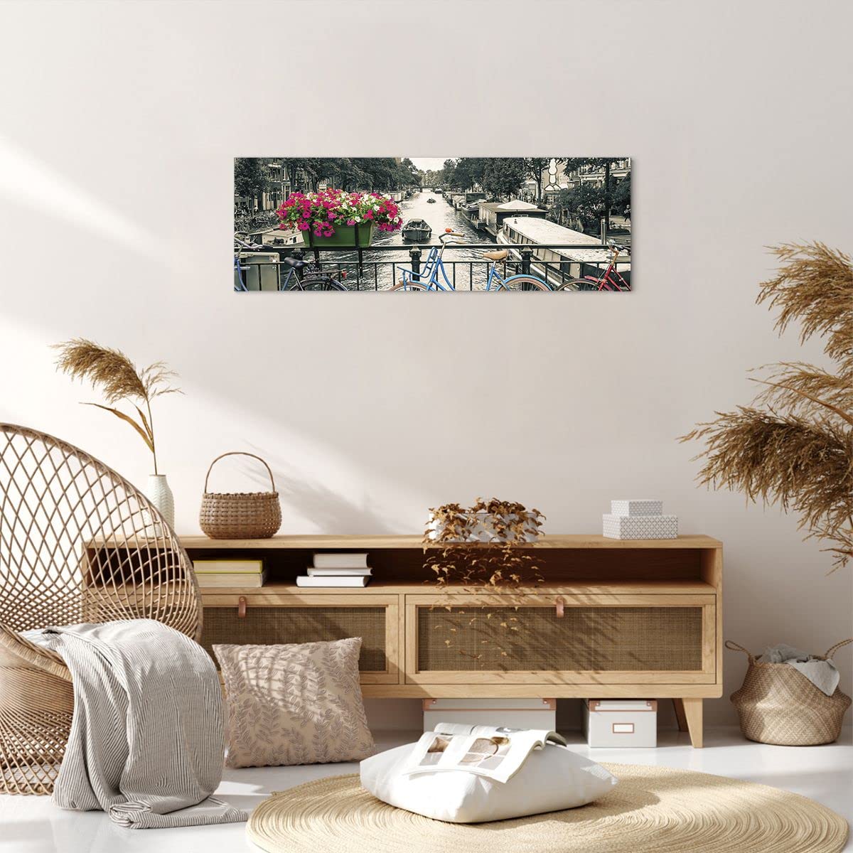 Quadro Su Tela 100x70cm Canale Biciclette Amsterdam Centro Stampe Murale