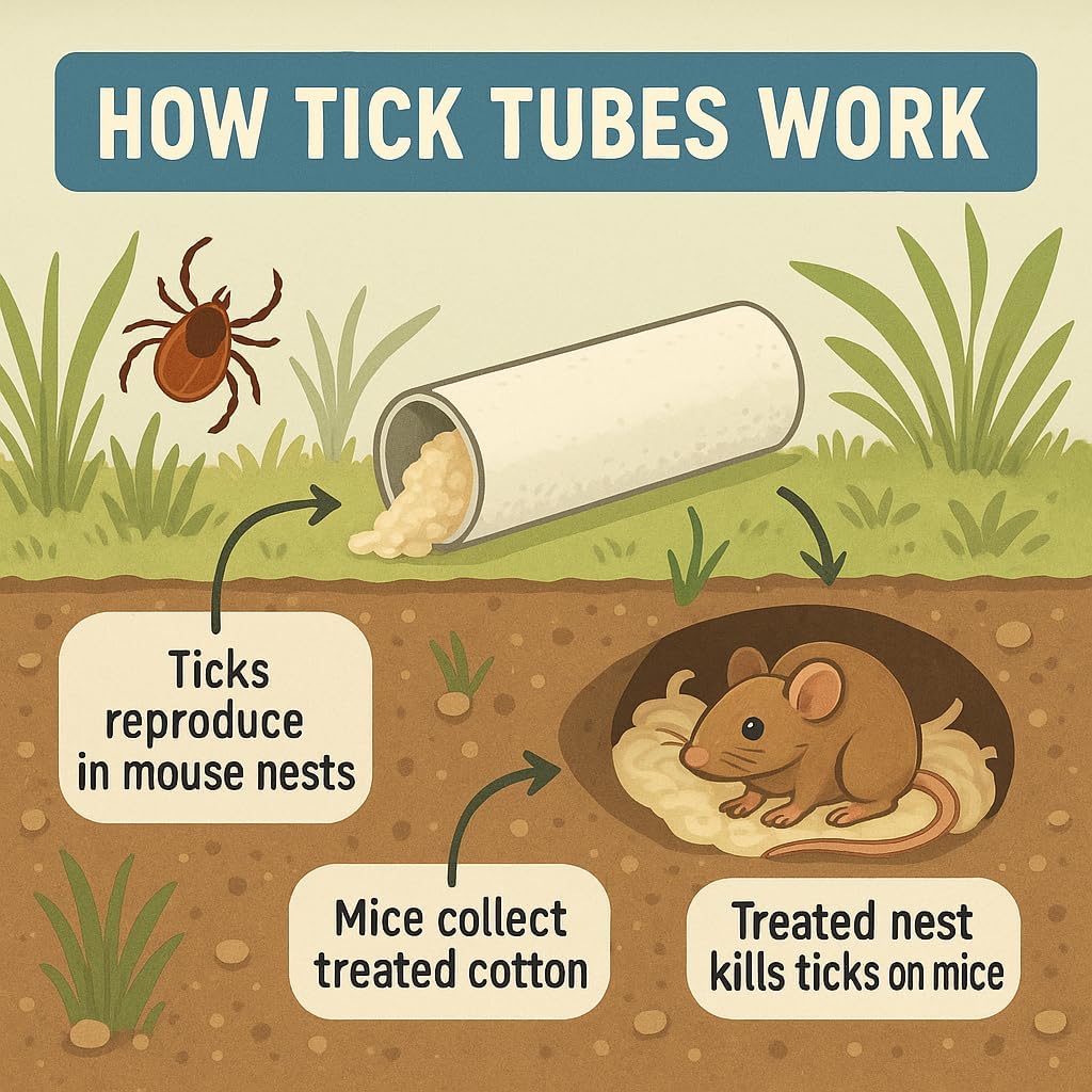 Tick Tubes 20 Pack Tubes ONLY NO Chemical - Buy Permethrin Seperate - Tick Control Device - Covers 1.5 Acres - Biodegradable and Environmentally Friendly