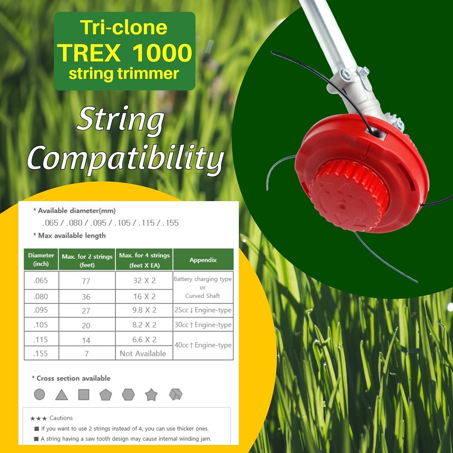 Tri-Clone TREX 1000 Fast Feed String Trimmer Head - Bump Feed Weed Eater Head, Loads Fast and Holds More Line, Compatible with Stihl (M10 x 1.00 mm Thread) Straight Shaft Weed Trimmers