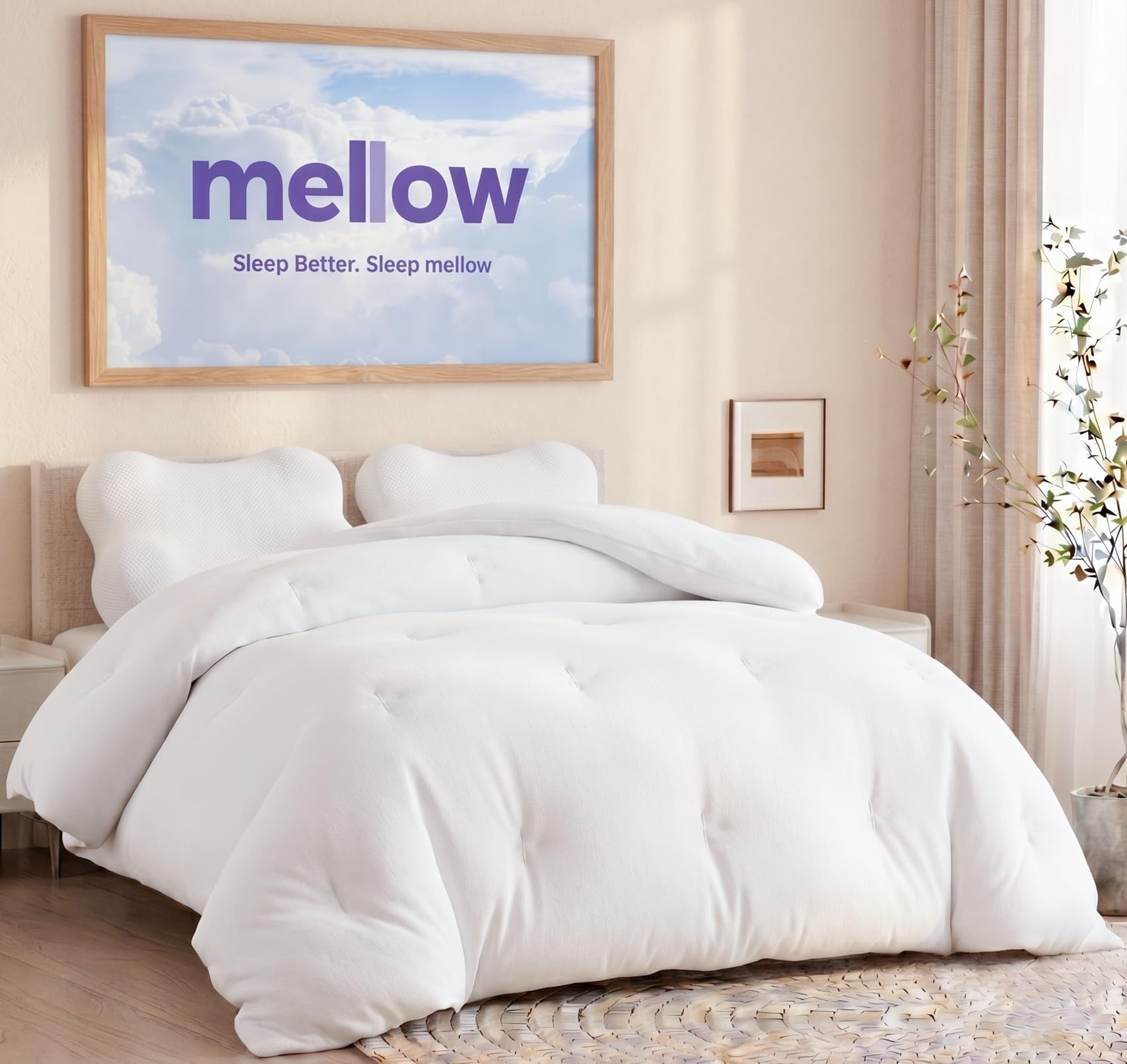 Photo 1 of Mellow Marshmellow Comforter King/Cal King - Extra Fluffy Double-Stuffed Down Alternative Duvet Insert, All-Season Temperature-Balancing, Oeko-TEX Class I Fabric, Box-Stitch, Machine Washable