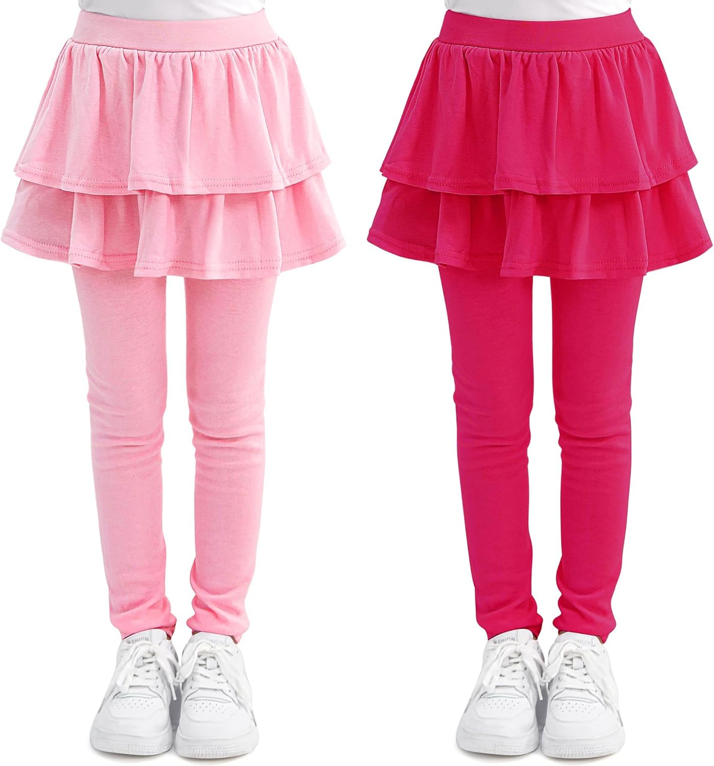 Cooraby 1/2/3 Pack Girls Leggings Toddler Girl Pants School Uniform Pants Warm Stretchy Skirt Leggings for Girls 2-14 Years