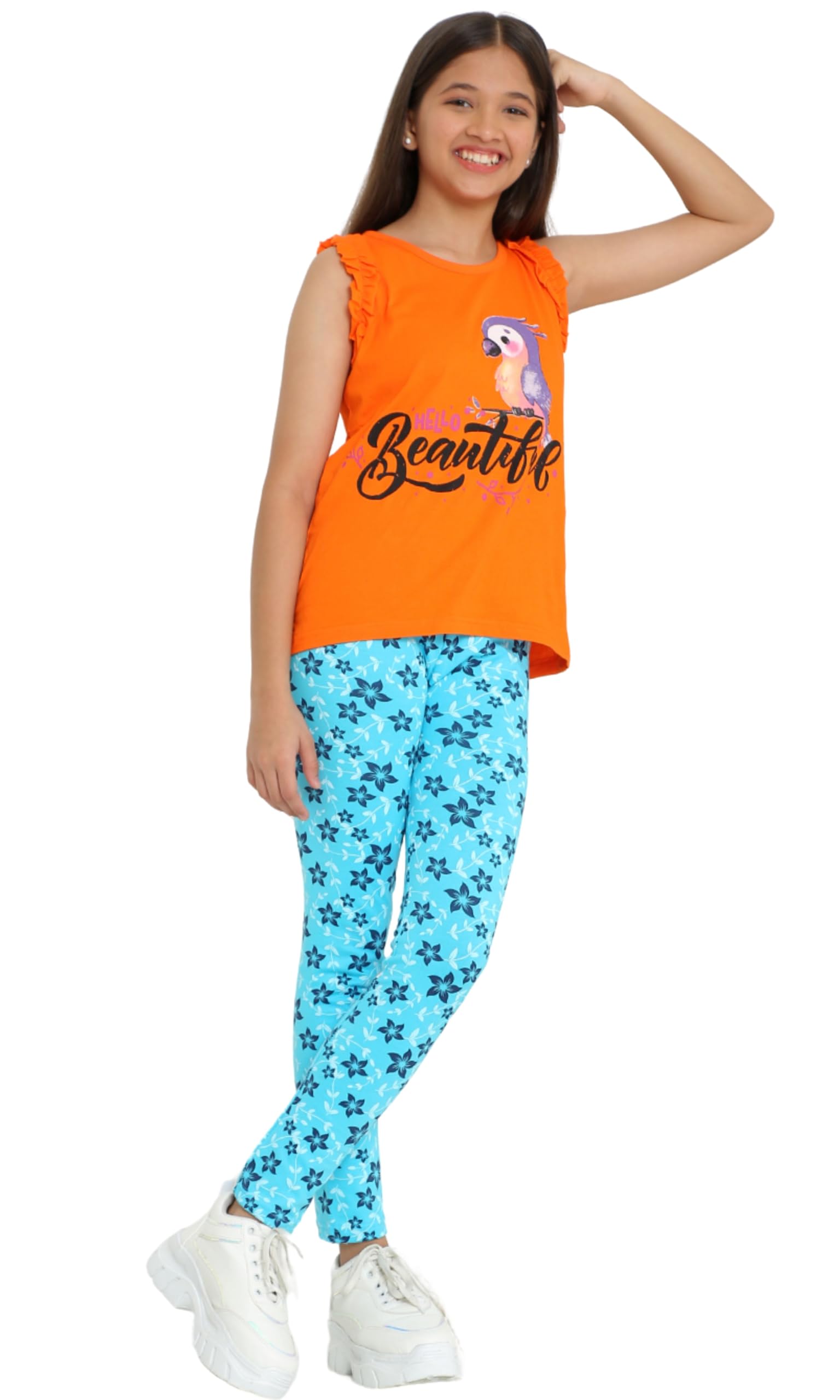 TotzTouch Girl Baby | Kids Cotton Pajamas | Pants Set of 5 (Floral , Unicorn Prints, 3 - 4 Years) 1