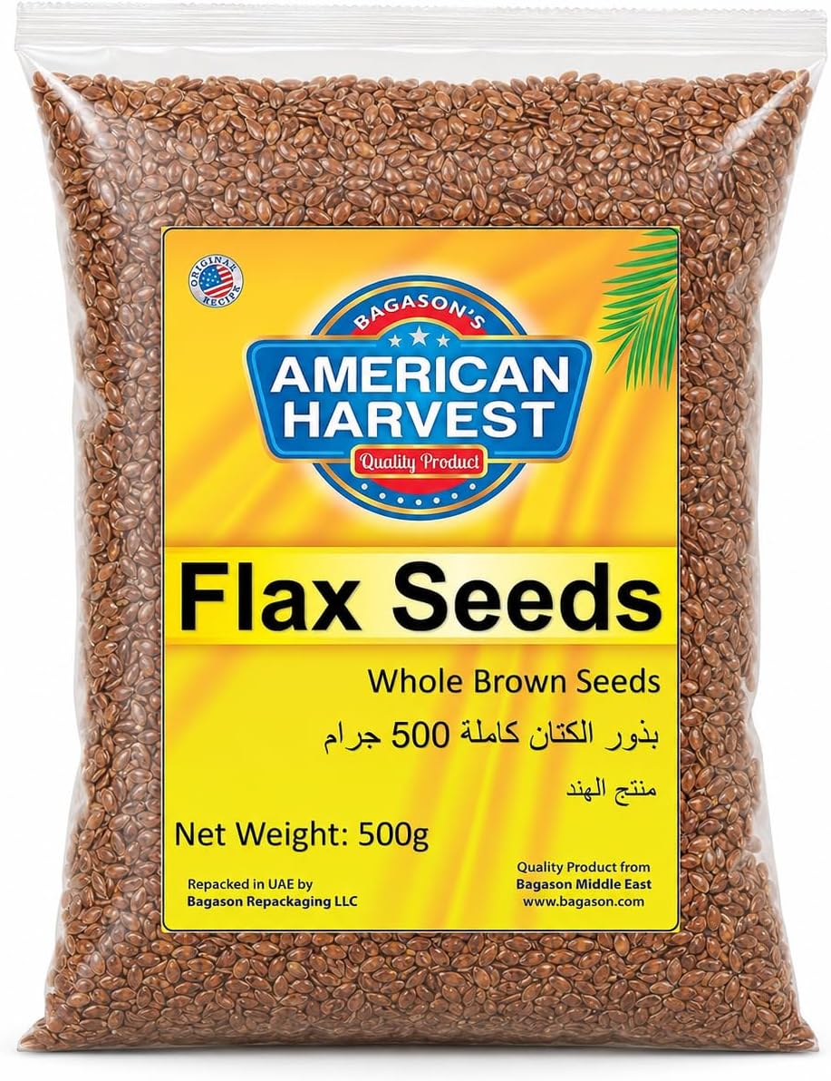 American Harvest Flax Seeds 500g | Wholegrain Natural Brown Flax Seeds | Gluten Free Superfood | High in Omega-3 & Fiber | Ideal for Smoothies, Salads & Baking