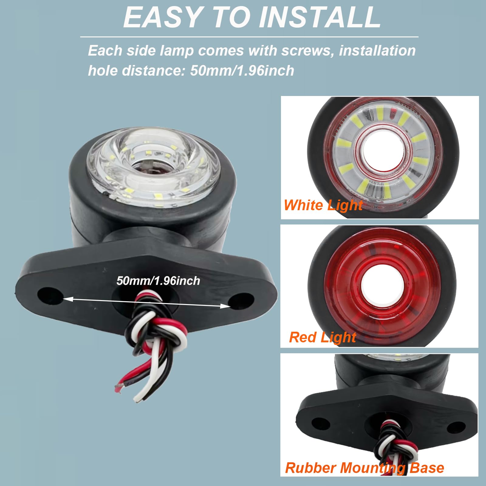 10 Feux De Gabarit LED - 12V/24V - Camion, Remorque, Camping-car - Rouge - Installation Facile