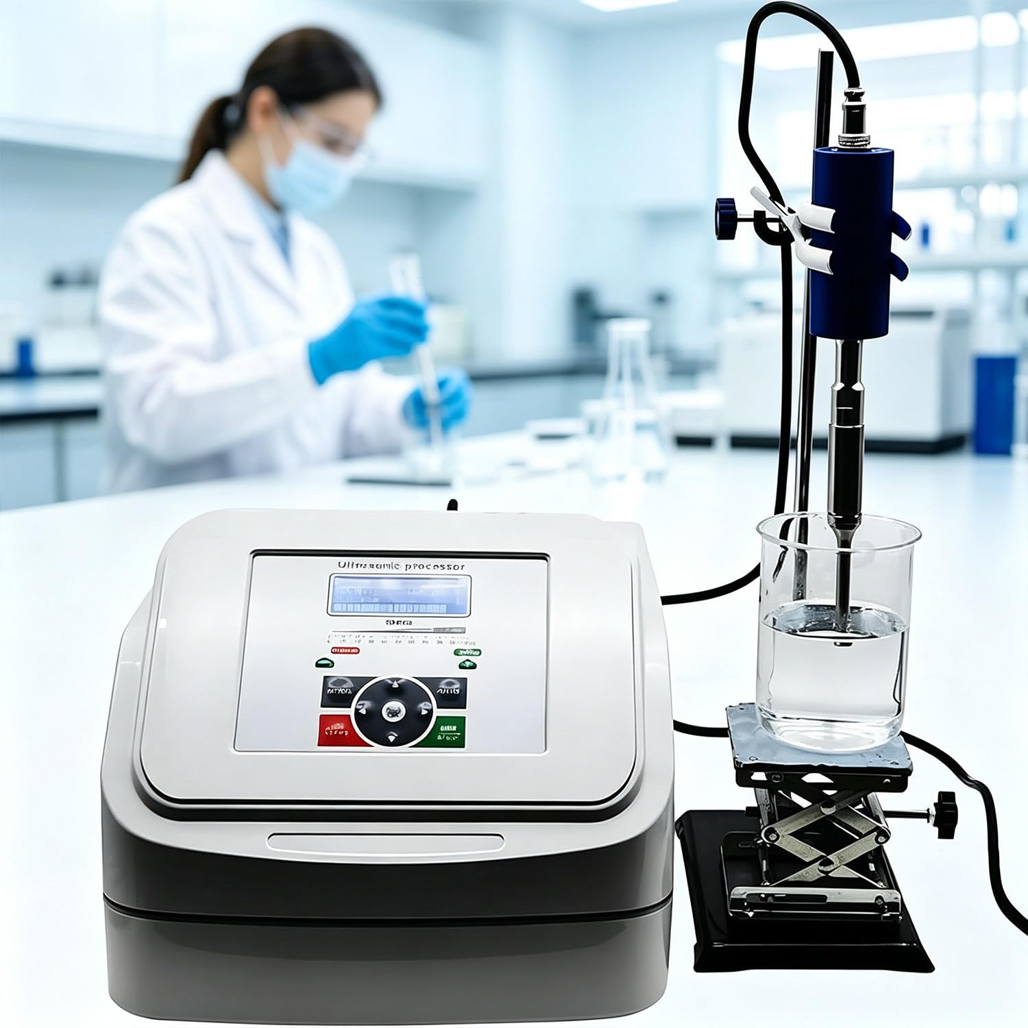 Labor-Homogenisator/Ultraschall-Dispergiergerät, 800 W, digitales Handgerät, Überlastschutz 10mmprobe | Timer (1 s – 99 h), Sonden aus Titanlegierung (2–10 mm), 2 Betriebsmodi, 20 kHz, sicherer Zellaufschluss & Emulgierung