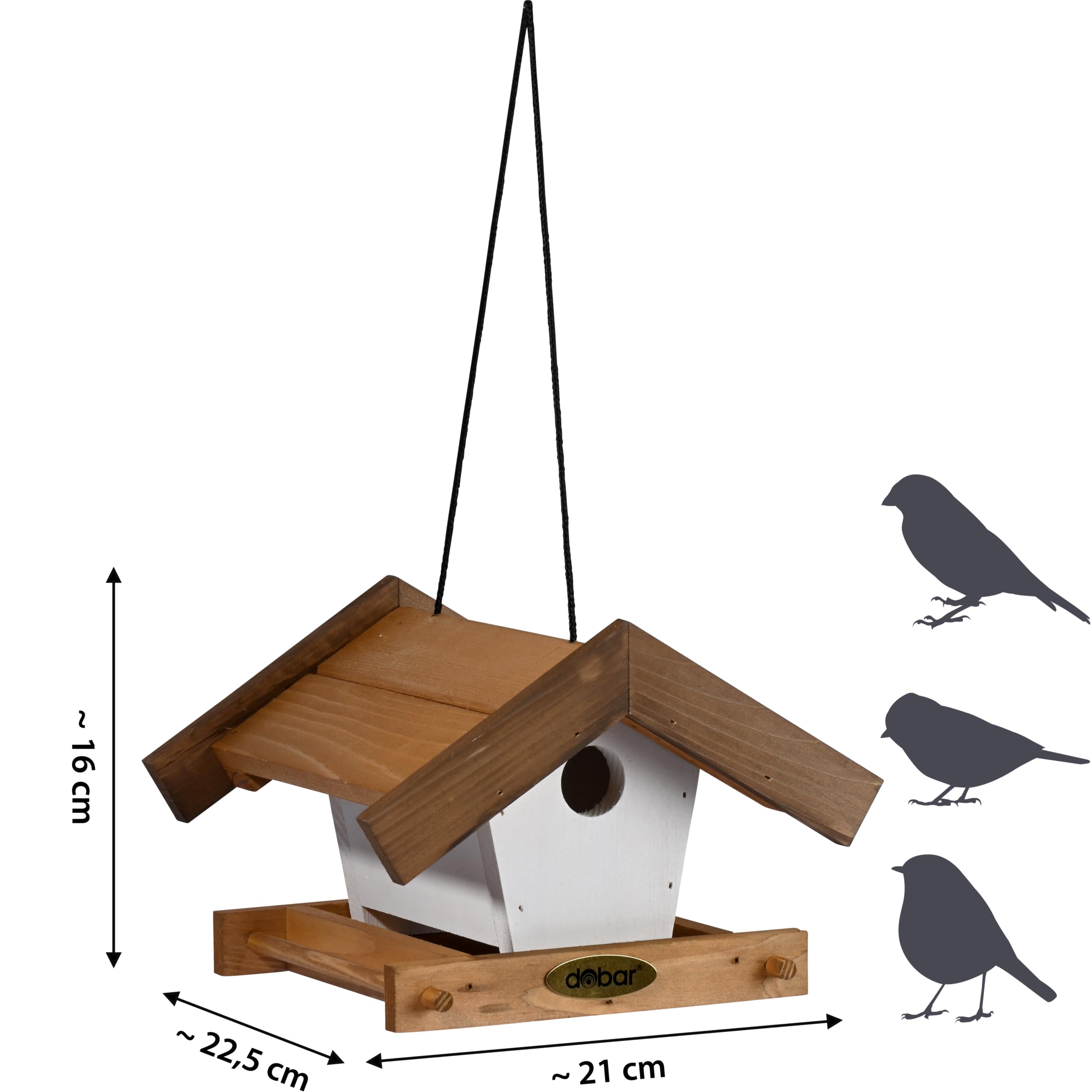 dobar® Green Label Kleines Vogelhaus Goldener Oktober im 2er-Set - Futterstationen für Wildvögel zum Aufhängen - Wildvogelfutterplätze - 22,5 x 21 x 16 cm - Braun/Weiß