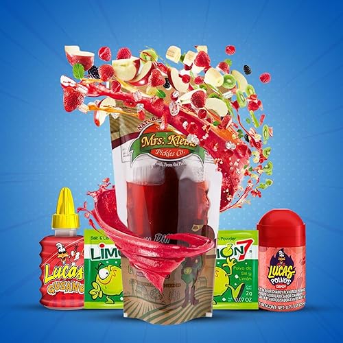 Miniatura 3 de Kit de pepinillos Chamoy, 9 piezas, con Takis azules, rollos de frutas, Lucas Salsagheti, pulparindo y más