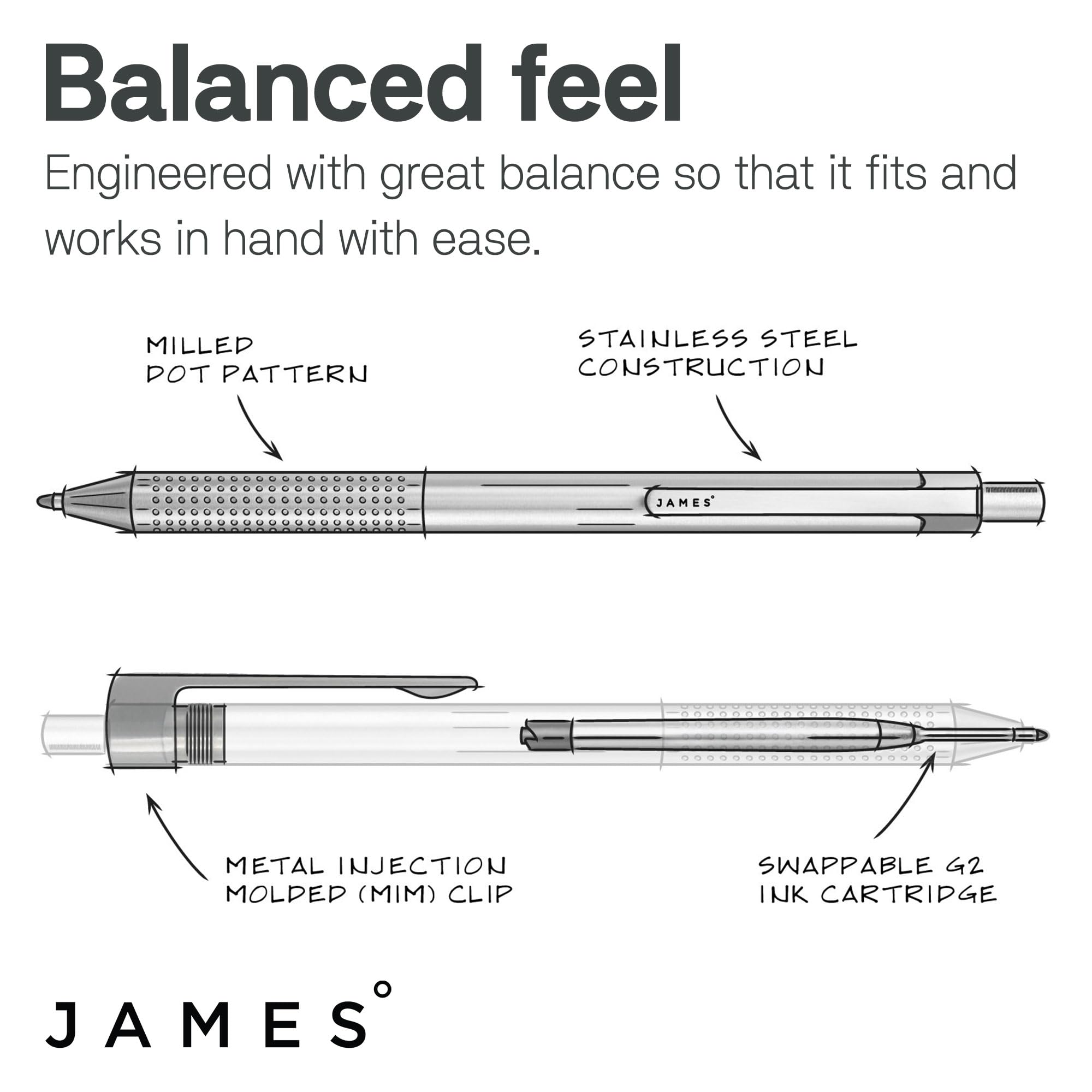 JAMES Burwell EDC Click Pen Slim Machined Stainless Steel Barrel Designed for Daily Carry Silver — view 6