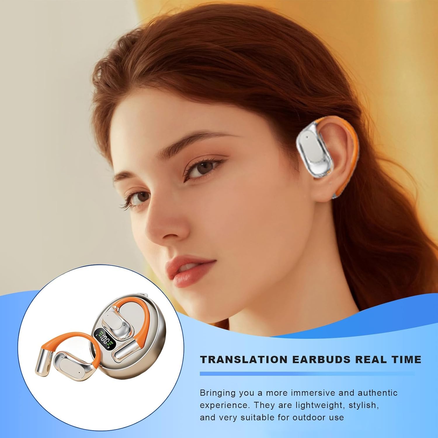Language Translator Earbuds,Wireless Translator Headphones - Language Translating Headphones, Instant Long Battery Life, Comfortable Fit for International Travel