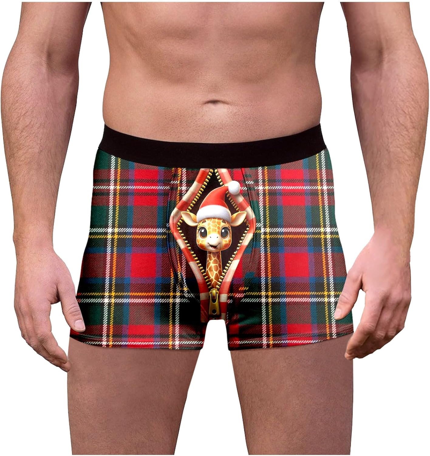 Funny Christmas Mens Boxers Graphic Festival Trunks Ugly Xmas Vintage Boxer Briefs Plus Size Elastic Waist Underwear 4X-Large Red - Image 1 of 7