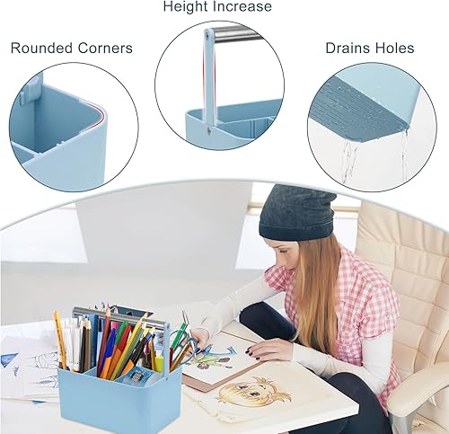Miniatura 5 de LAFARA Organizador multiusos con asa y divisor ajustable, organizador de suministros de arte, organizador de arte de plástico para suministros de