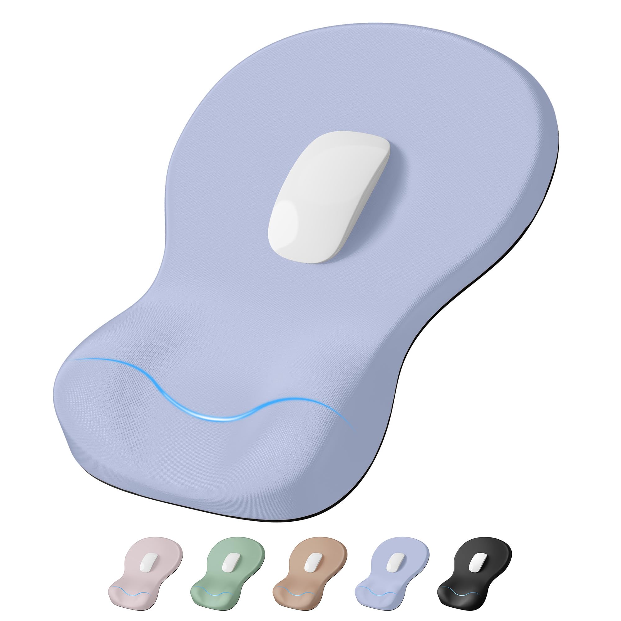 Laborio Tappetino per mouse ergonomico con poggiapolsi, tappetino per mouse con supporto per il polso, tappetino per mouse antiscivolo con base rigida, portatile per ufficio, casa, lavoro in viaggio