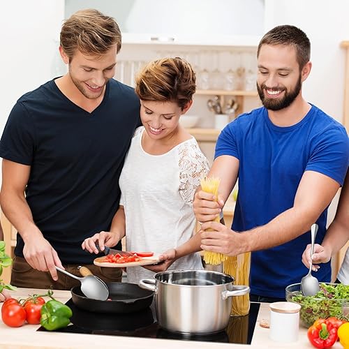 Miniatura 6 de Layhit 42 cucharas grandes de acero inoxidable a granel para buffet altamente pulido de 8 pulgadas, utensilios de metal sólidos aptos para