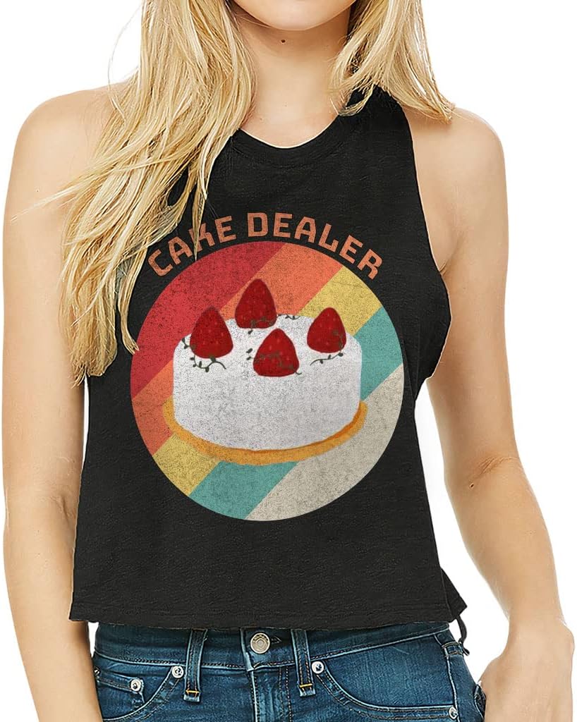 Cake Dealer Racerback Cropped Tank - Food Women's Tank - Sweets Tank Top