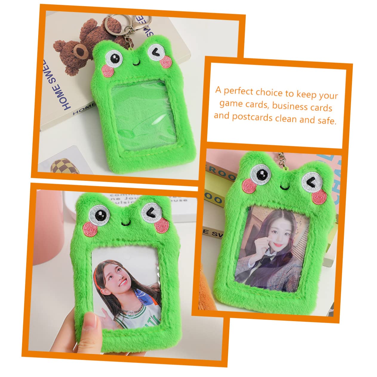 Gadpiparty Porte-carte en Peluche Vert pour Étudiants, Pochette de Carte Visible et Protectrice Design Indépendant, pour Cartes de Bus Identité