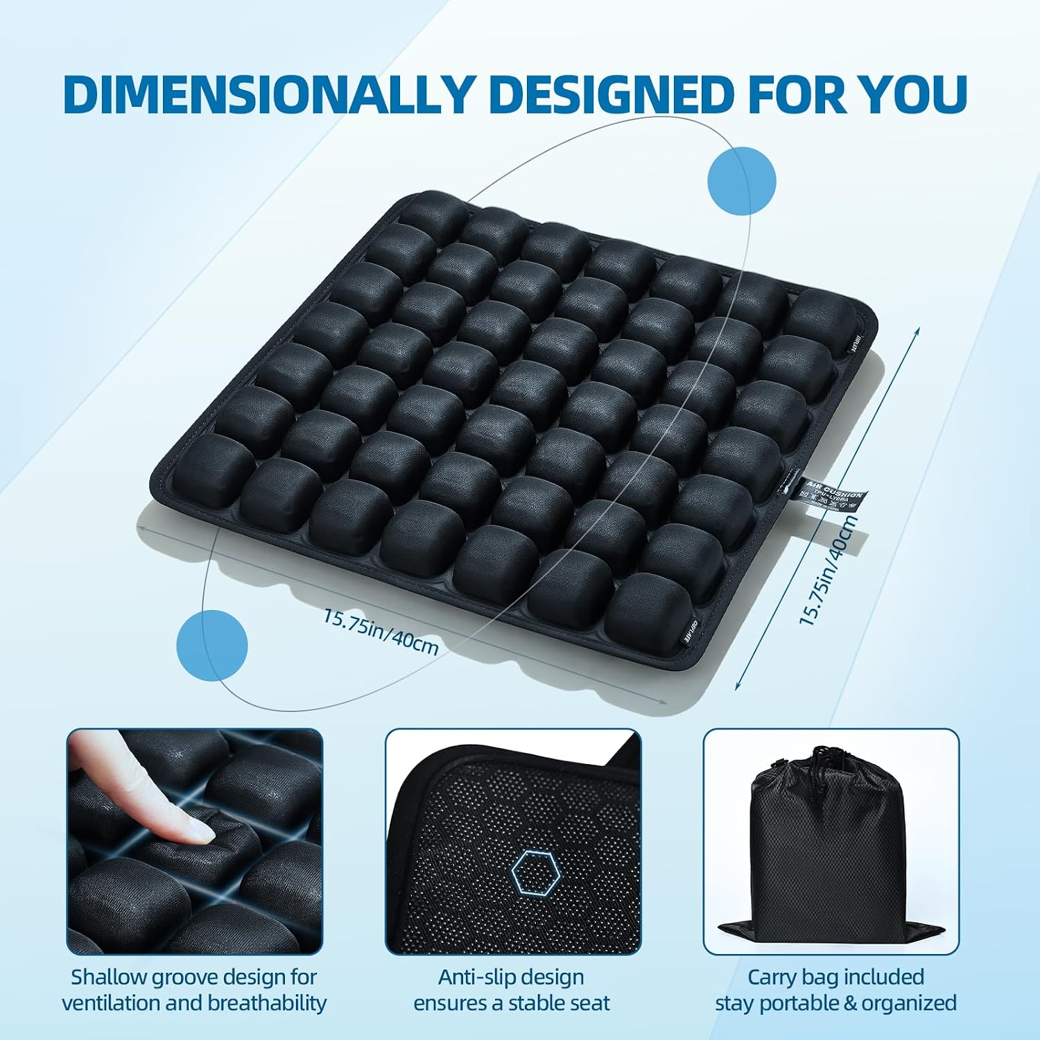 Inflatable Seat Cushion, Airplane Seat Cushion for Long Flights, Travel Cushion for Pressure Relief, Ergonomic Car Seat Cushion Without Air Pump, Air Cushion Seat for Wheelchair, Travel