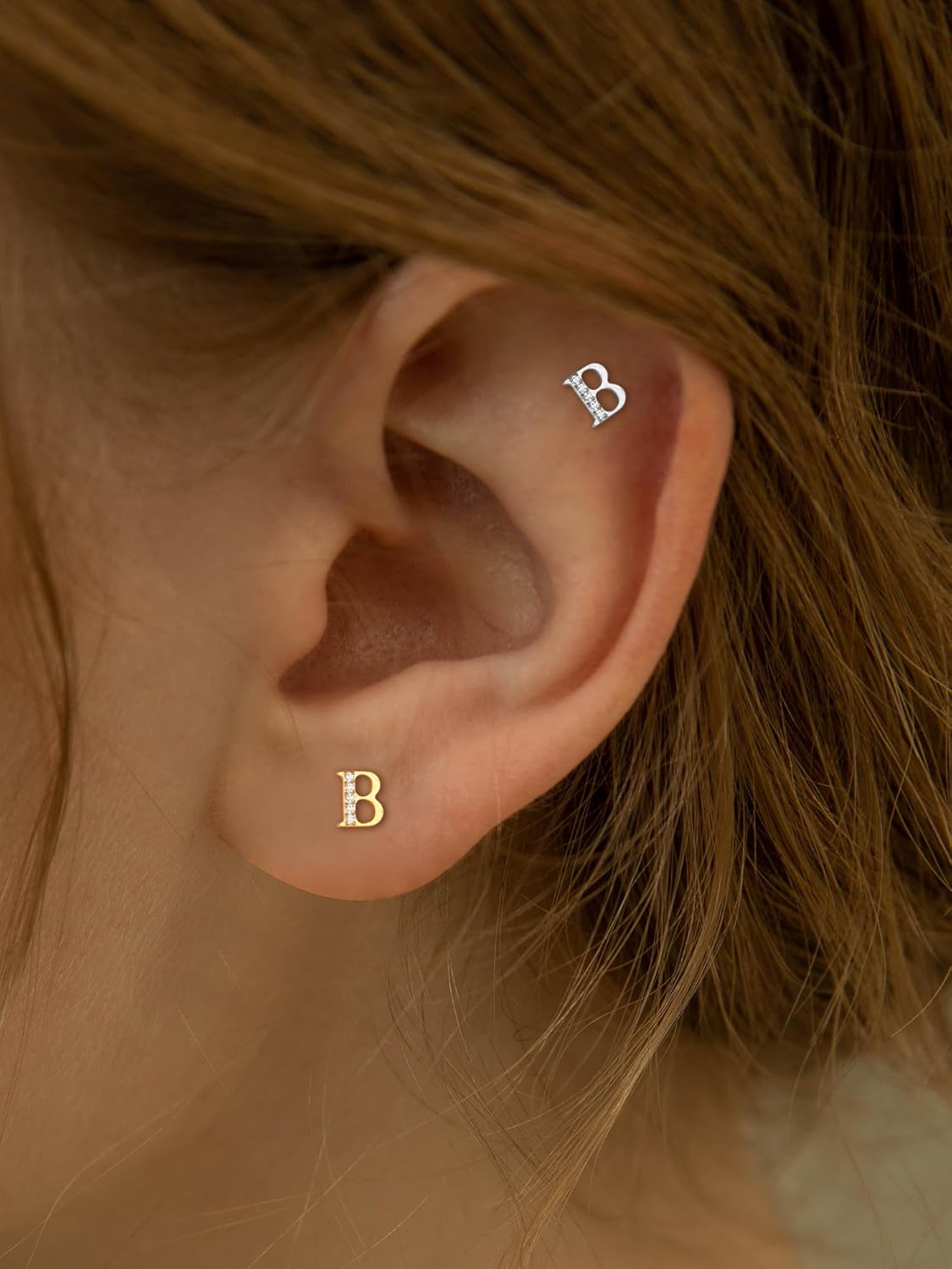 Aumeo 16G Flatback Stud Earrings Titanium Earrings for Women Internally Threaded Cartilage Earlobe Piercing Jewelry 8mm - Image 4