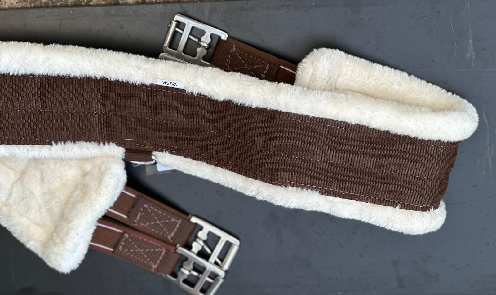 Sottopancia SUPER MORBIDO IN PELLICCIA SINTETICA DI VISONE/TEDDY CON AMBOSI LATI ELASTICI (135 cm, Marrone/Bianco)