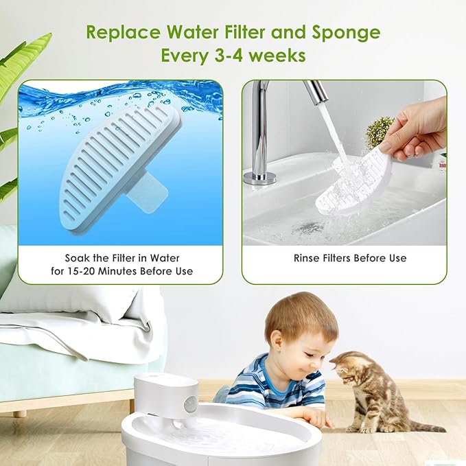9 Filtros de Repuesto y 18 Esponjas para Fuente Automática de Agua para Mascotas 2L miniatura 6