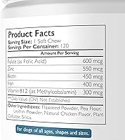 Vista 3 de Folato para perros para promover la salud cardiovascular y prenatal, apoyar la síntesis de ADN y el mantenimiento celular, ácido fólico para perros