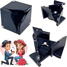 BRAINLE Kineta Cube Ring Box - Unique Mechanical Metal Ring Box for Engagement, Proposal, Wedding - One-Handed Opening and Closing - Black Kinetic Ring Holder