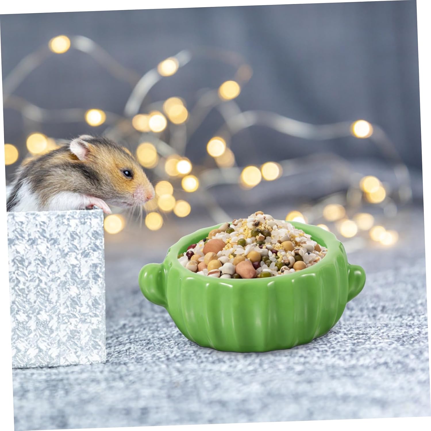 COLLBATH Cactus Ceramic Hamster Bowl Compact Animal Feeding Dish for Guinea Pig Chinchilla Squirrel Food Water Bowl Spills and Tipping
