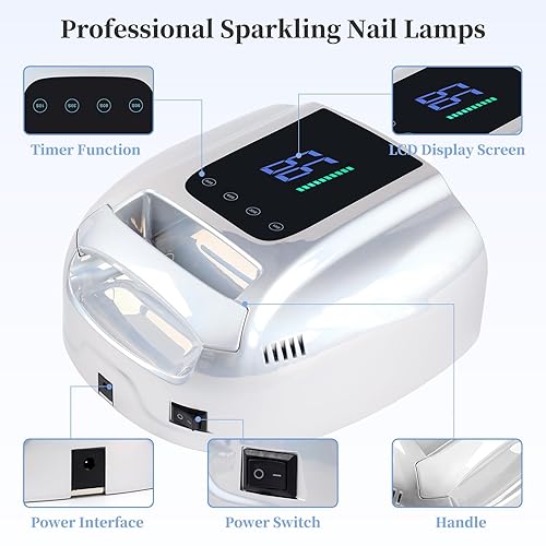 Miniatura 43 de Lámpara de uñas LED UV recargable de 96 W, luz UV inalámbrica portátil para uñas con pantalla LCD, sensor automático, 4 ajustes de temporizador