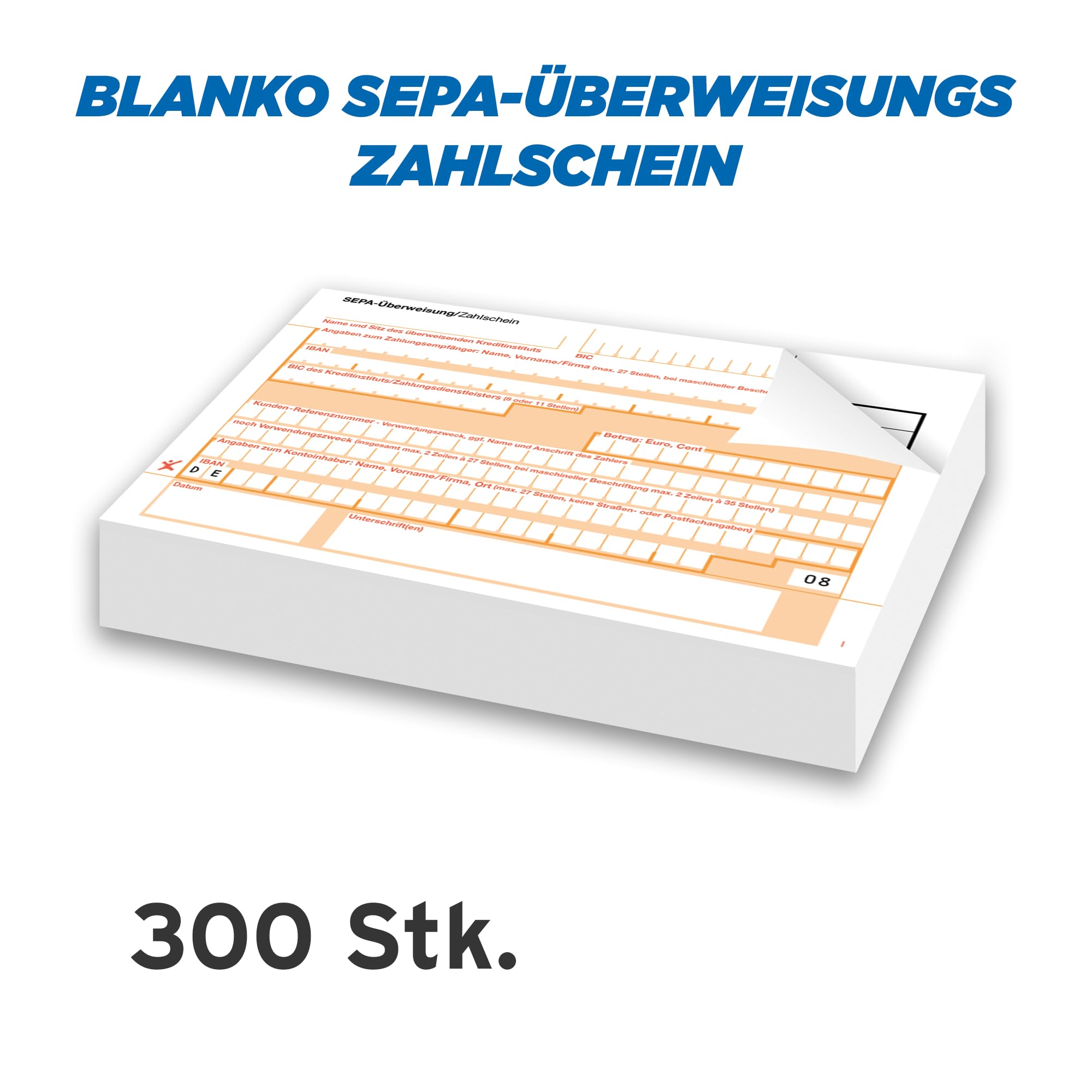 Litfax – SEPA Überweisung Zahlschein, Format: DIN A6, 2-fach mit Durchschlag, Leicht zu trennen, selbstdurchschreibend, SEPA-Zahlscheine Bankformulare (300 Stück)