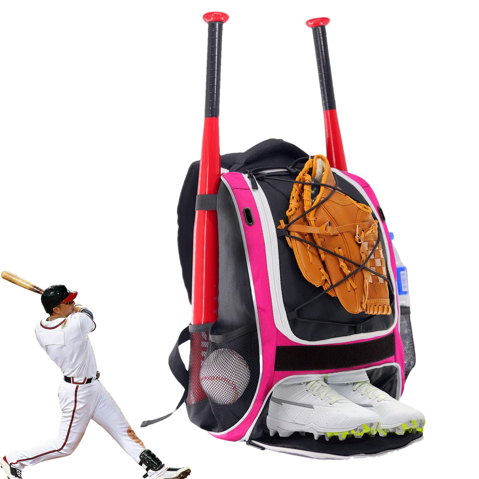Bolsa de equipo de béisbol, bolsa de béisbol juvenil para niños, mochila juvenil, bate de sóftbol, Oxford impermeable, resistente al desgarro, mochila con correa acolchada para el hombro