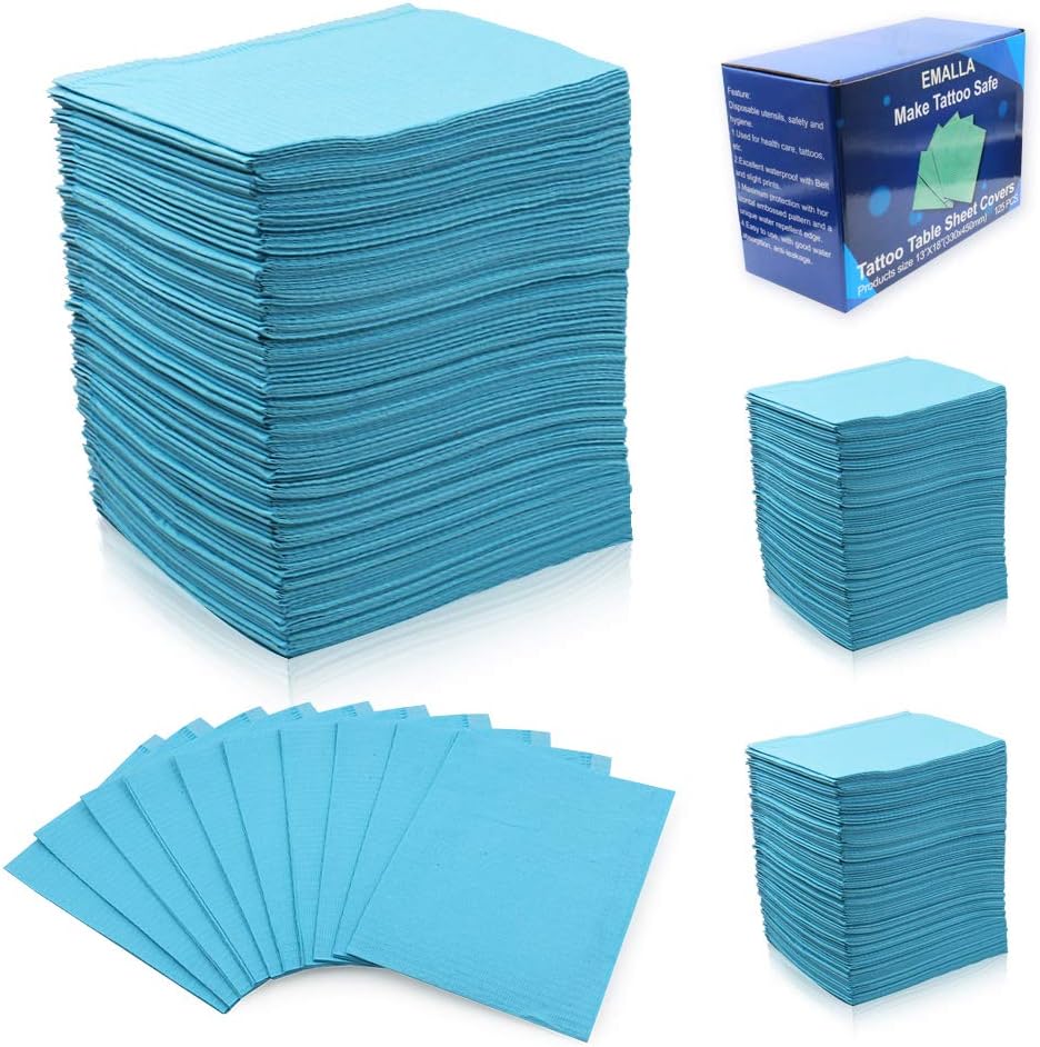 Dental Bibs - BoChang 125 Pcs Lap Cloths Disposable Waterproof Tattoo Bibs Tattoo Table Covers Clean Pad/Patient Bibs