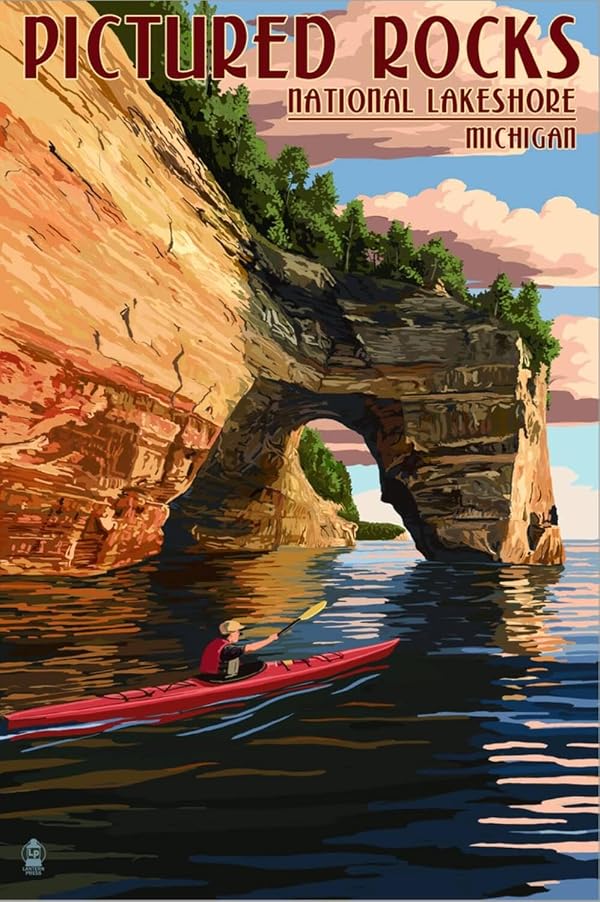 ART.COM Stretched Canvas Print Pictured Rocks National Lakeshore, Michigan by Lantern Press, 16" x 24" by ART.COM - Used condition - US$81.58