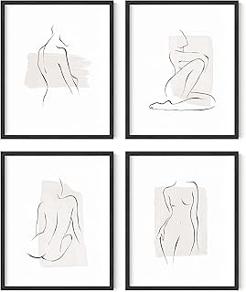 RipGrip Line Art Wall Decor – Set of 4 Minimalist Line Drawing Prints, Modern Art Prints, Minimalist Wall Art (Unframed, 8x10)