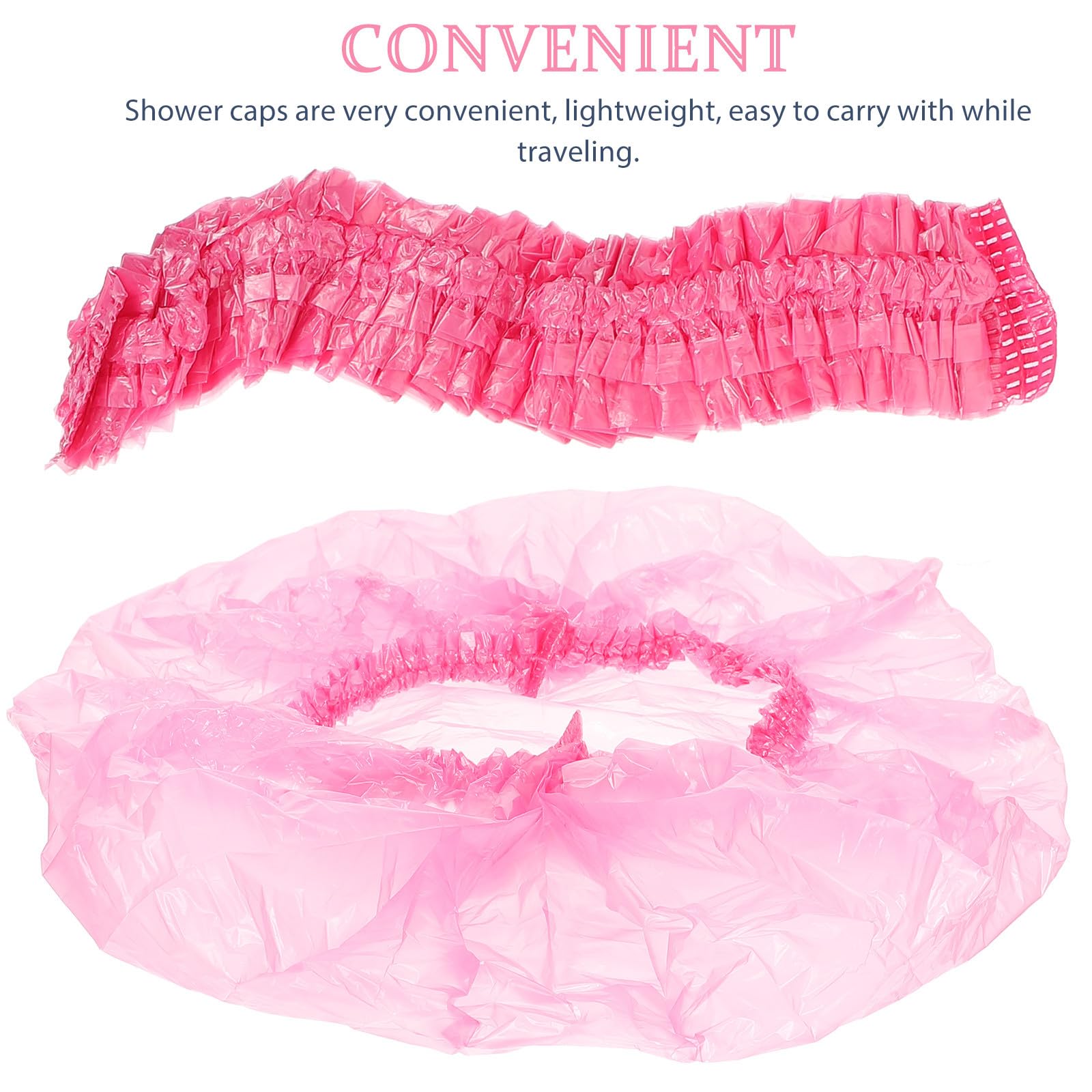 Große Duschhaube Rosa für Damen aus Kunststoff 500 Stück Elastische Wiederverwendbar Badekappen Einfach zu Tragen für Duschen und Spa