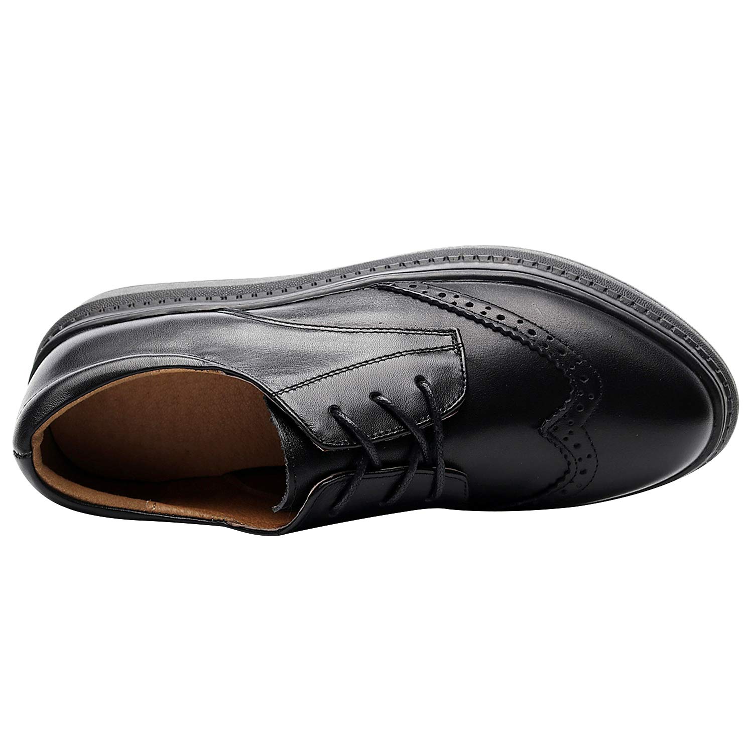 ANUFER Donna Vera Pelle Elegante Brogue Derby Allacciare Piattaforma Scarpe Sportive