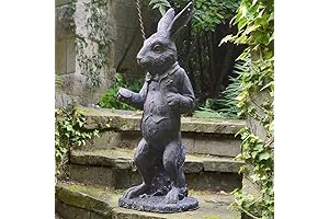 Garden Wonderland: White Rabbit Hand Cast Stone Garden Statue