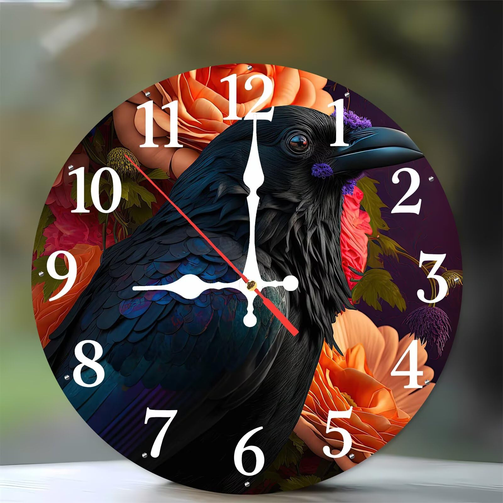 Horloge murale sans tic-tac resout les nuisances sonores pendule bois fleurie 35 cm