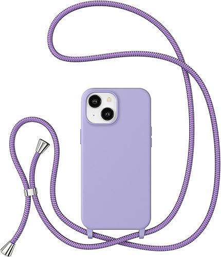 Miniatura 1 de ZTOFERA Funda cruzada para iPhone 13 y iPhone 14 con correa de cordón, cuerda ajustable, funda suave de silicona líquida para iPhone 13 y iPhone 14