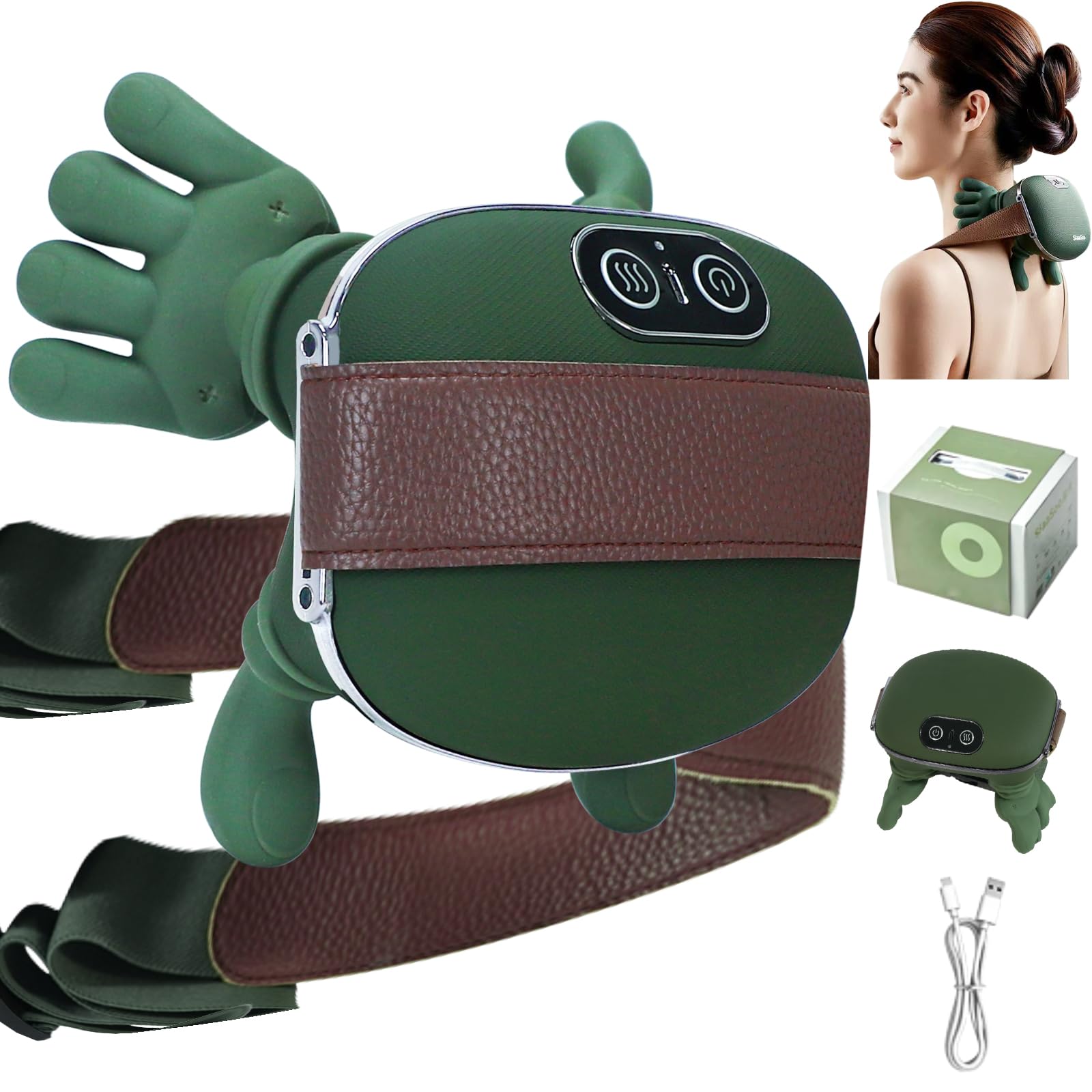 Masajeador Cervical y Espalda con Calor, Eléctricos masajeador Shiatsu portátil para cuello y hombros, masaje para la relajación muscular, Regalo para Mujeres, Hombres mamá y Papá
