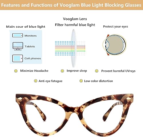 Miniatura 5 de VOOGLAM Cat Eye Blue Light Blocking Glasses for Women Anti UV Eyestrain Eyewear Maite OP02131